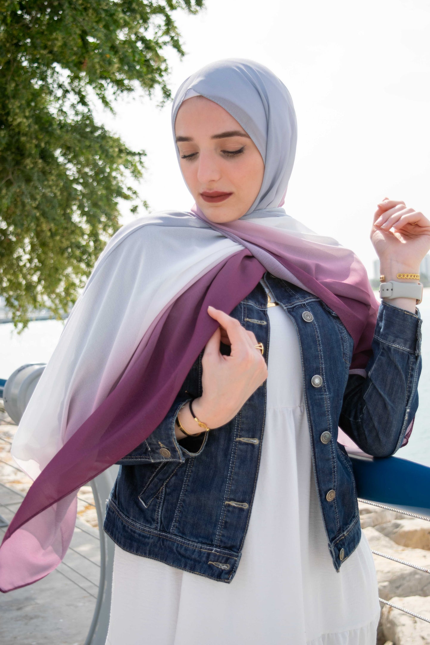 Berry Grey Ombre Hijab │ Snow Scarves