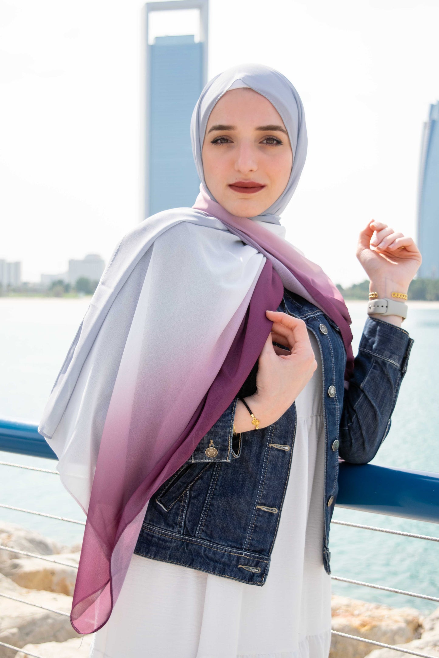 Berry Grey Ombre Hijab │ Snow Scarves