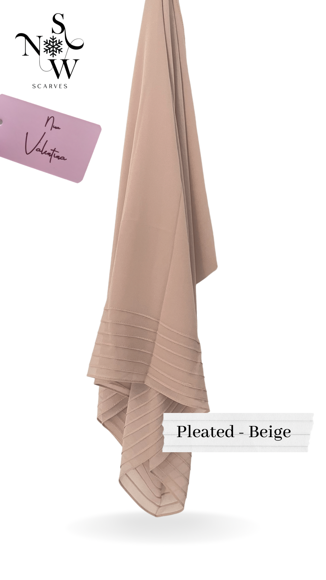 Nina Valentina - Dark Beige Pleated, Plain Hijab │ Snow Scarves