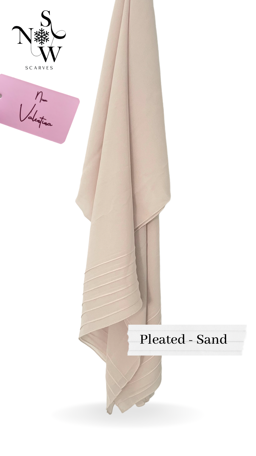 Nina Valentina - Light Beige Pleated, Plain Hijab │ Snow Scarves