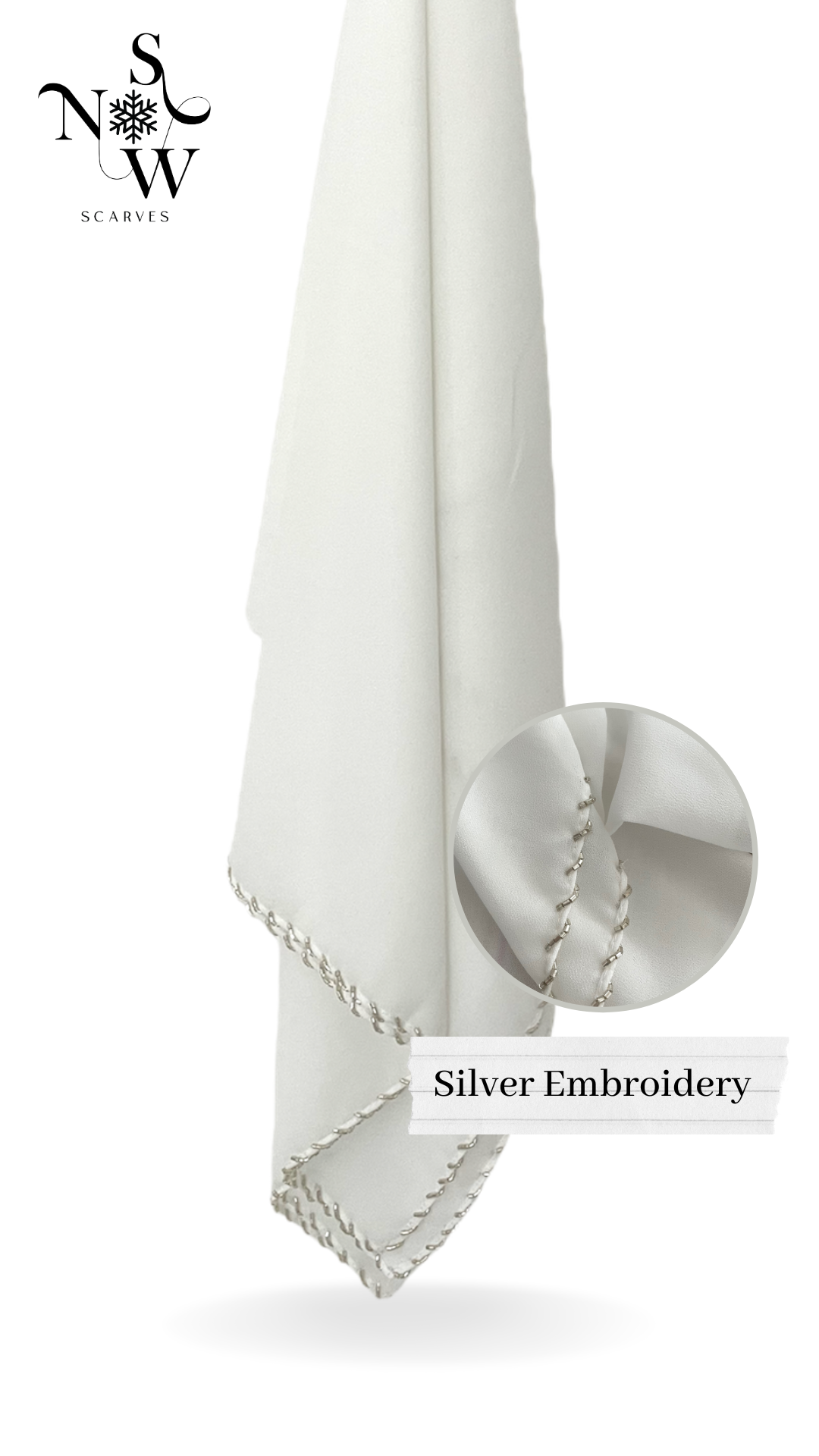 Embroidered Plain Hijab │ Snow Scarves