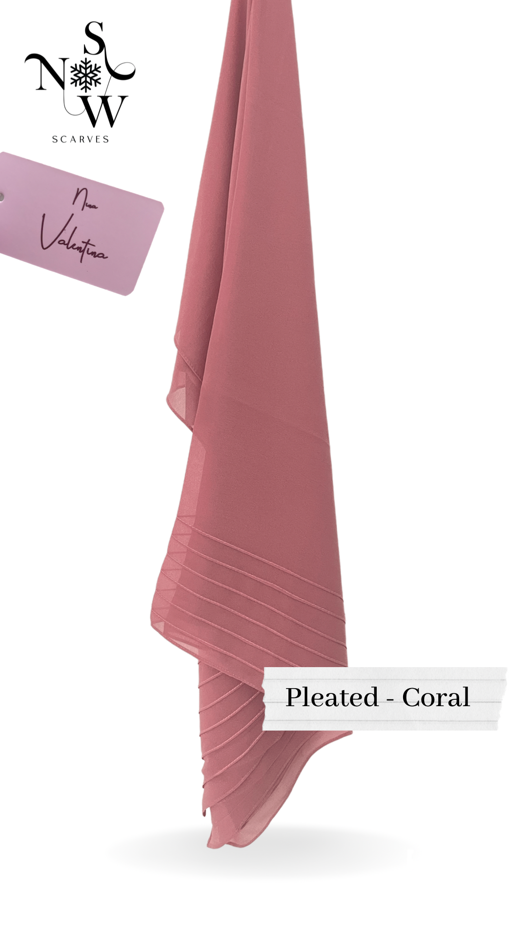Nina Valentina - Coral Pleated, Plain Hijab │ Snow Scarves