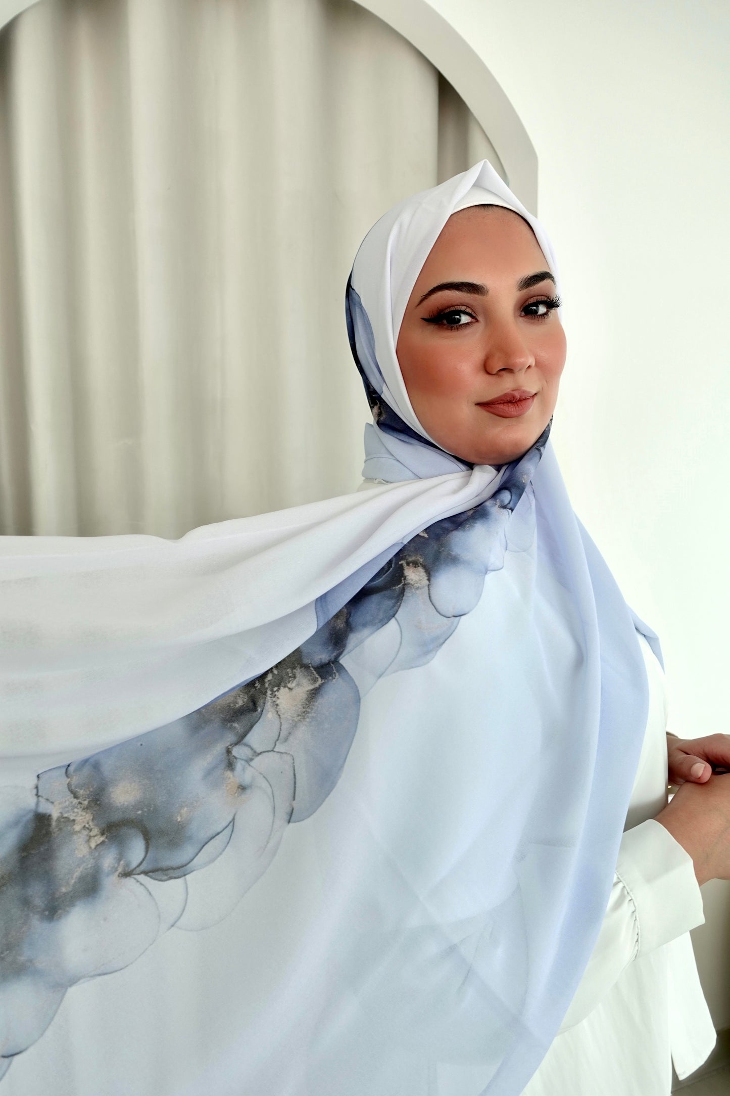 Blue Floral Ombre Hijab │ Snow Scarves
