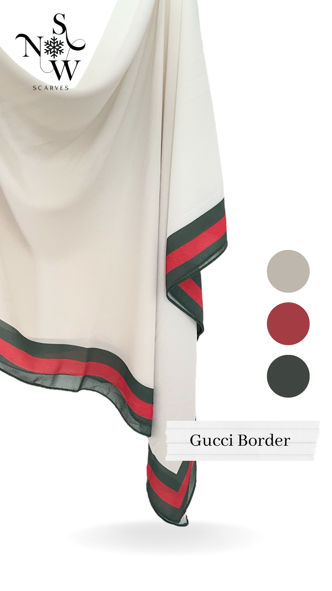 Gucci Border Hijab │ Snow Scarves