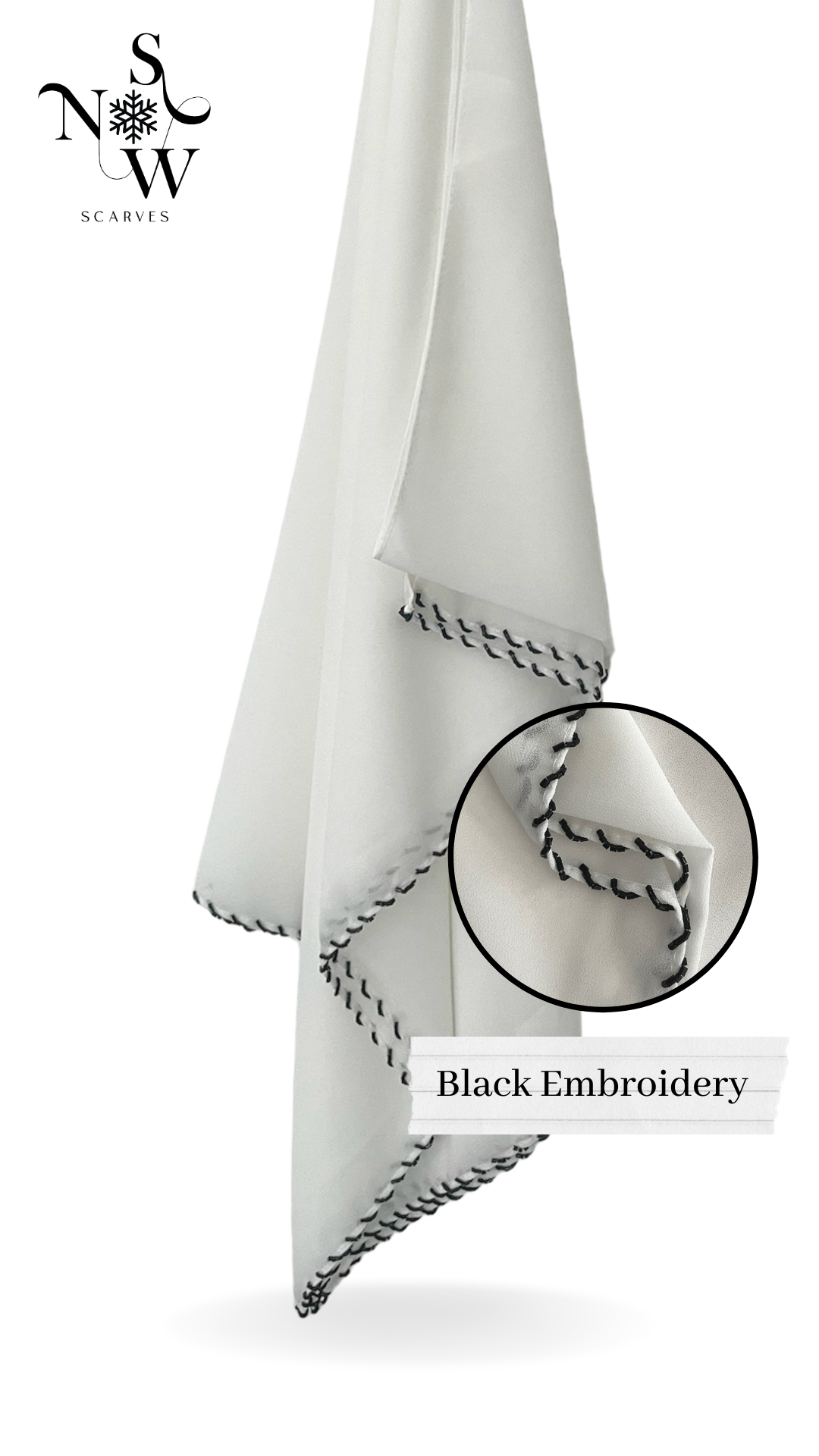 Embroidered Plain Hijab │ Snow Scarves