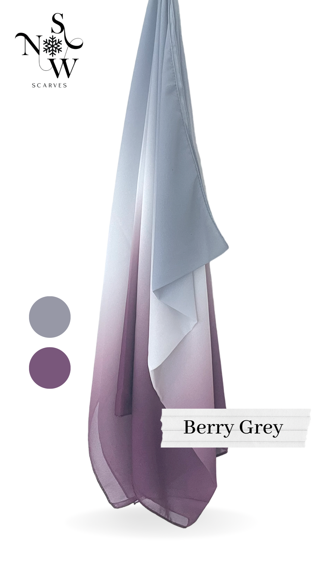 Berry Grey Ombre Hijab │ Snow Scarves