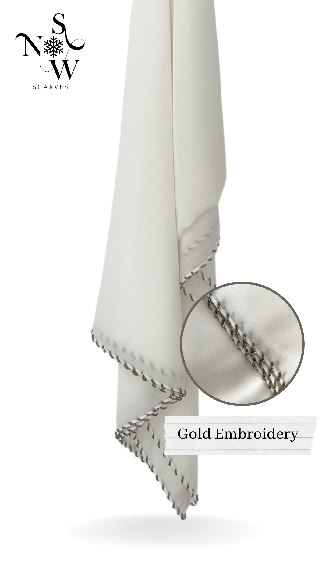 Embroidered Plain Hijab │ Snow Scarves
