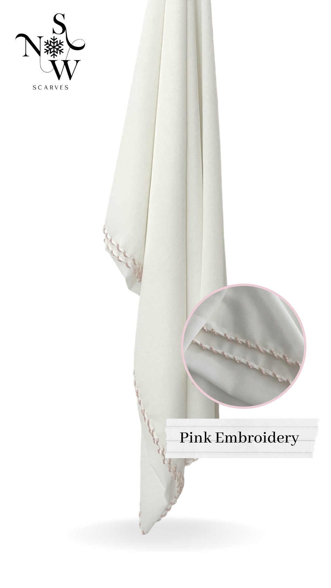 Embroidered Plain Hijab │ Snow Scarves