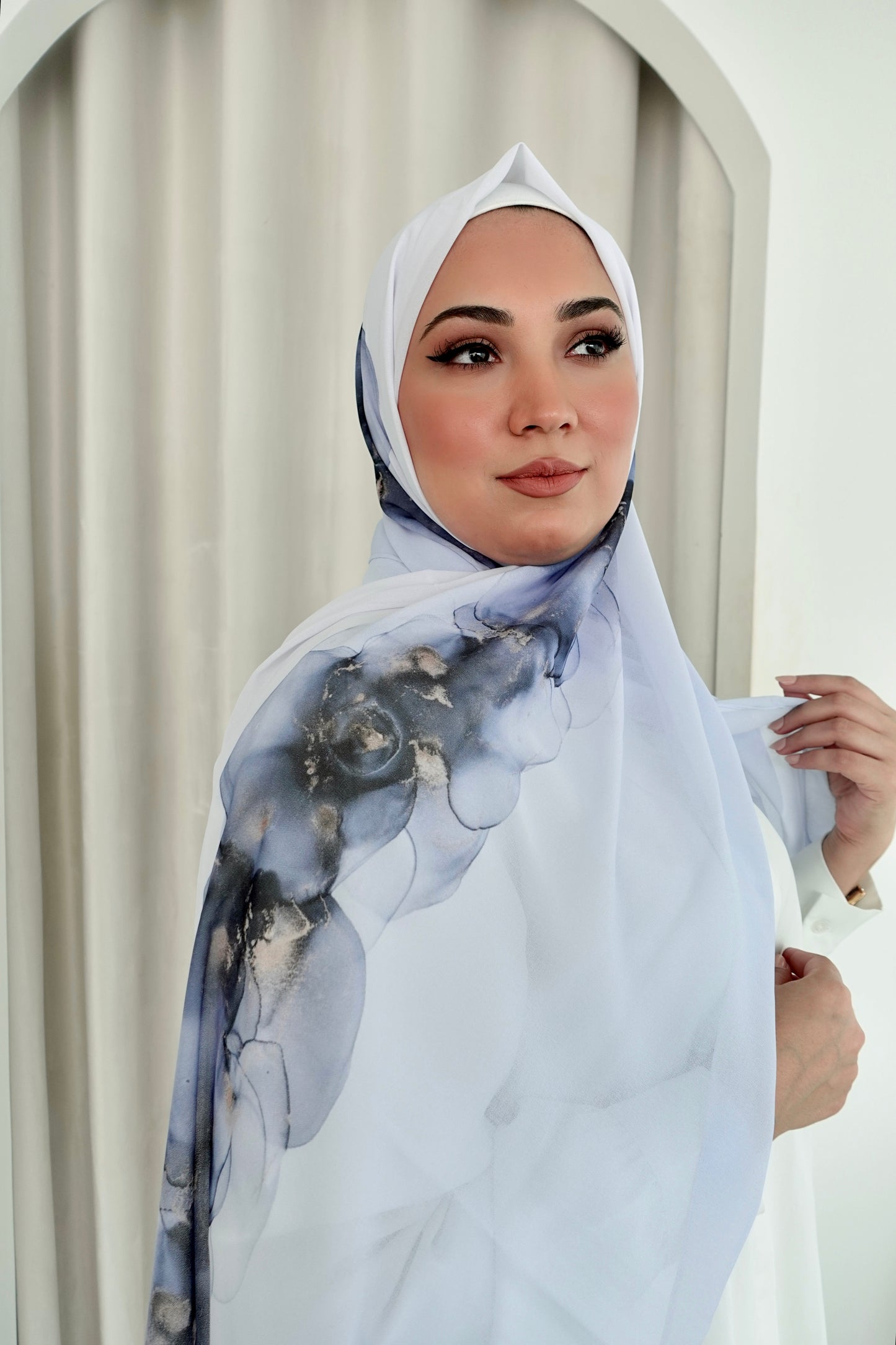Blue Floral Ombre Hijab │ Snow Scarves