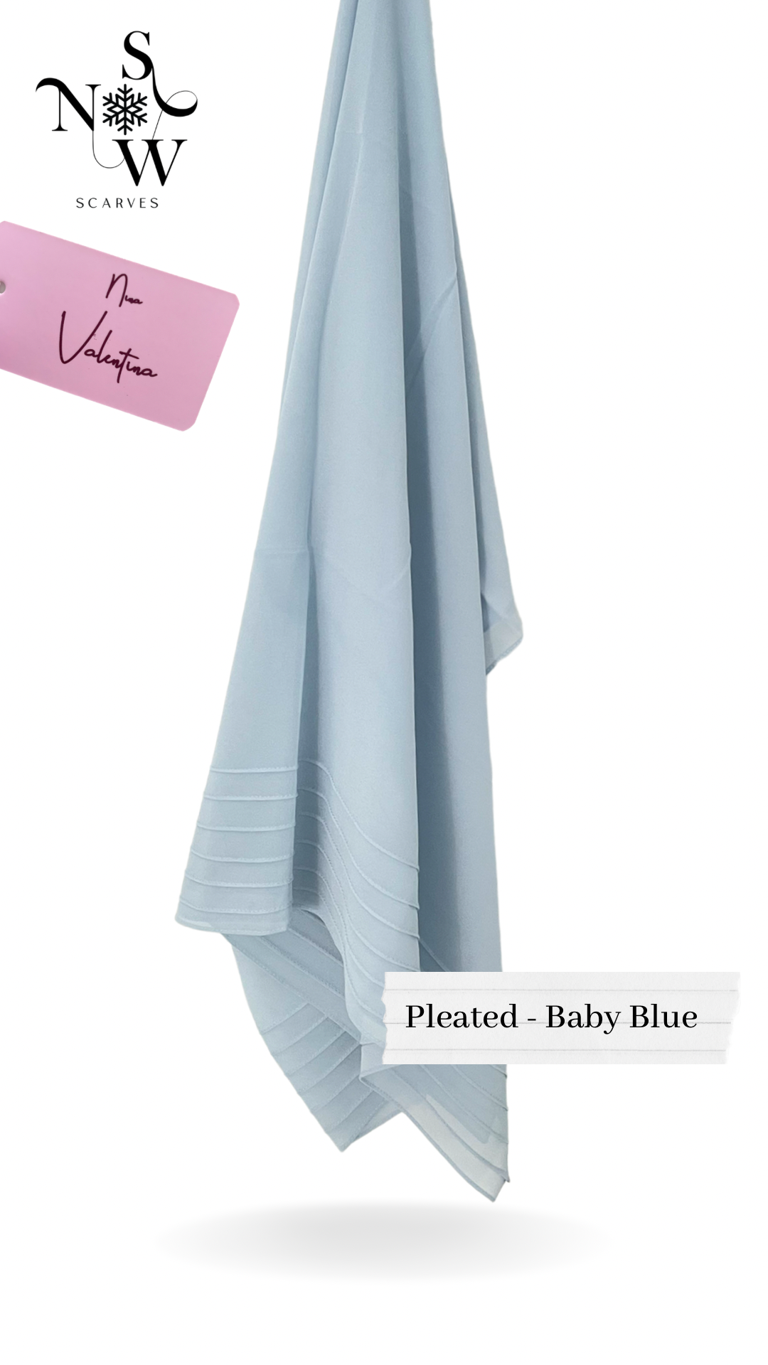 Nina Valentina - Baby Blue Pleated, Plain Hijab │ Snow Scarves