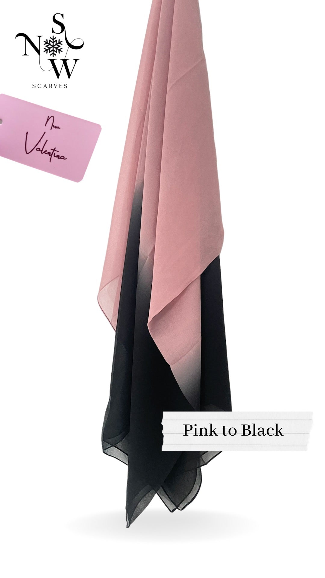 Nina Valentina - Pink to Black Ombre Hijab | Snow Scarves