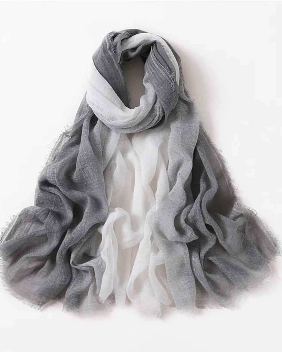 White to Grey Cotton Ombre Hijab | Snow Scarves