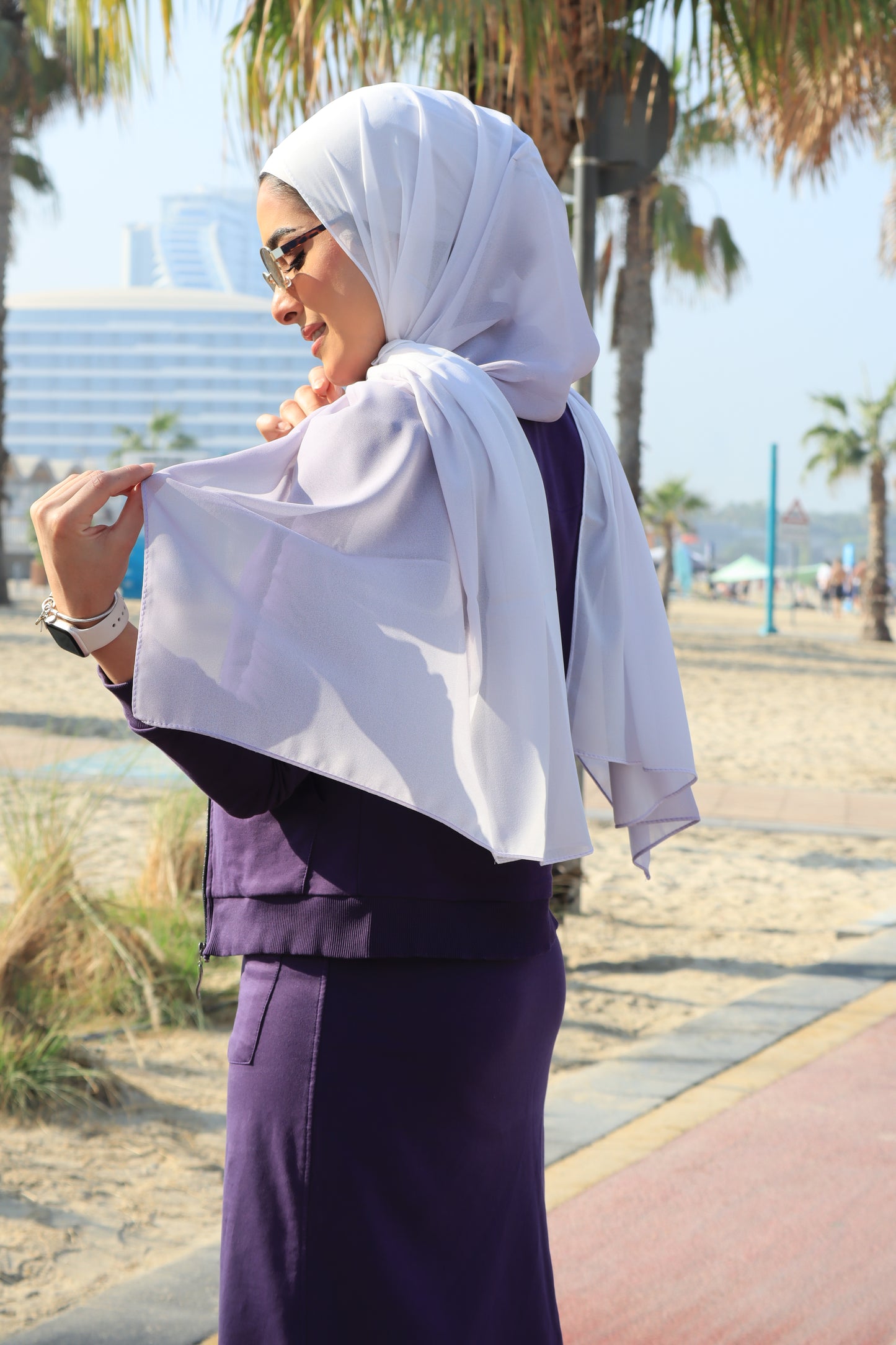 White to Lilac Ombre Hijab │ Snow Scarves