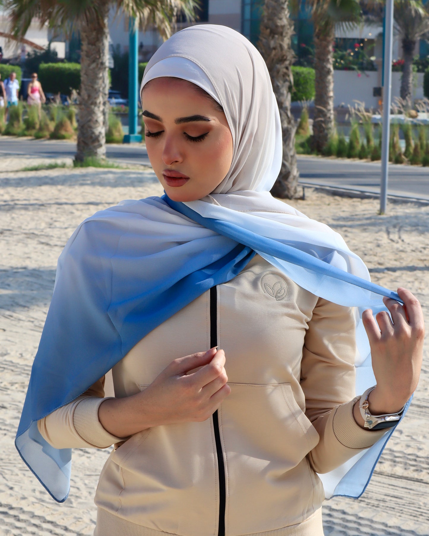 Beige to Blue Ombre Hijab │ Snow Scarves
