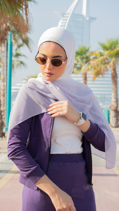 White to Lilac Ombre Hijab │ Snow Scarves