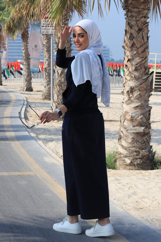 Navy Modest Acivewear With Hijab Set