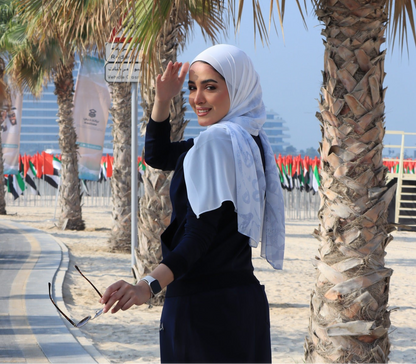 Arabic Calligraphy Ombre Hijab - Blue│ Snow Scarves