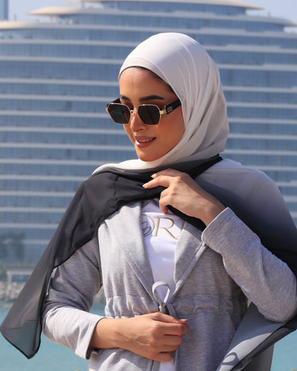 White to Black Ombre Hijab │ Snow Scarves