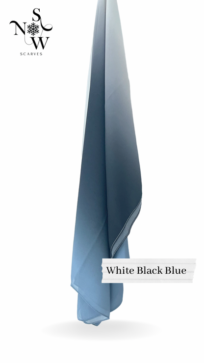White Black Blue Ombre Hijab │ Snow Scarves