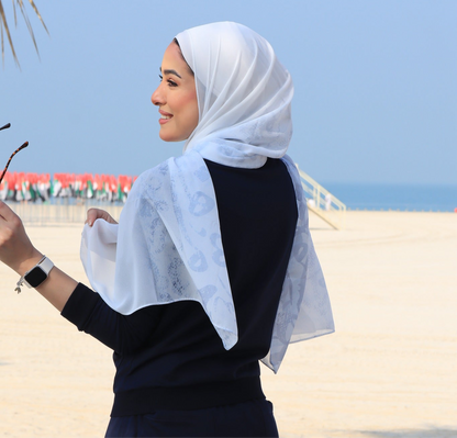 Arabic Calligraphy Ombre Hijab - Blue│ Snow Scarves