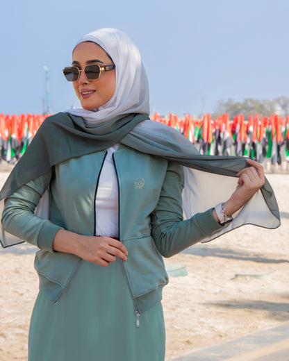 White to Olive Green Ombre Hijab │ Snow Scarves