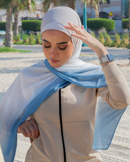 Beige to Blue Ombre Hijab │ Snow Scarves