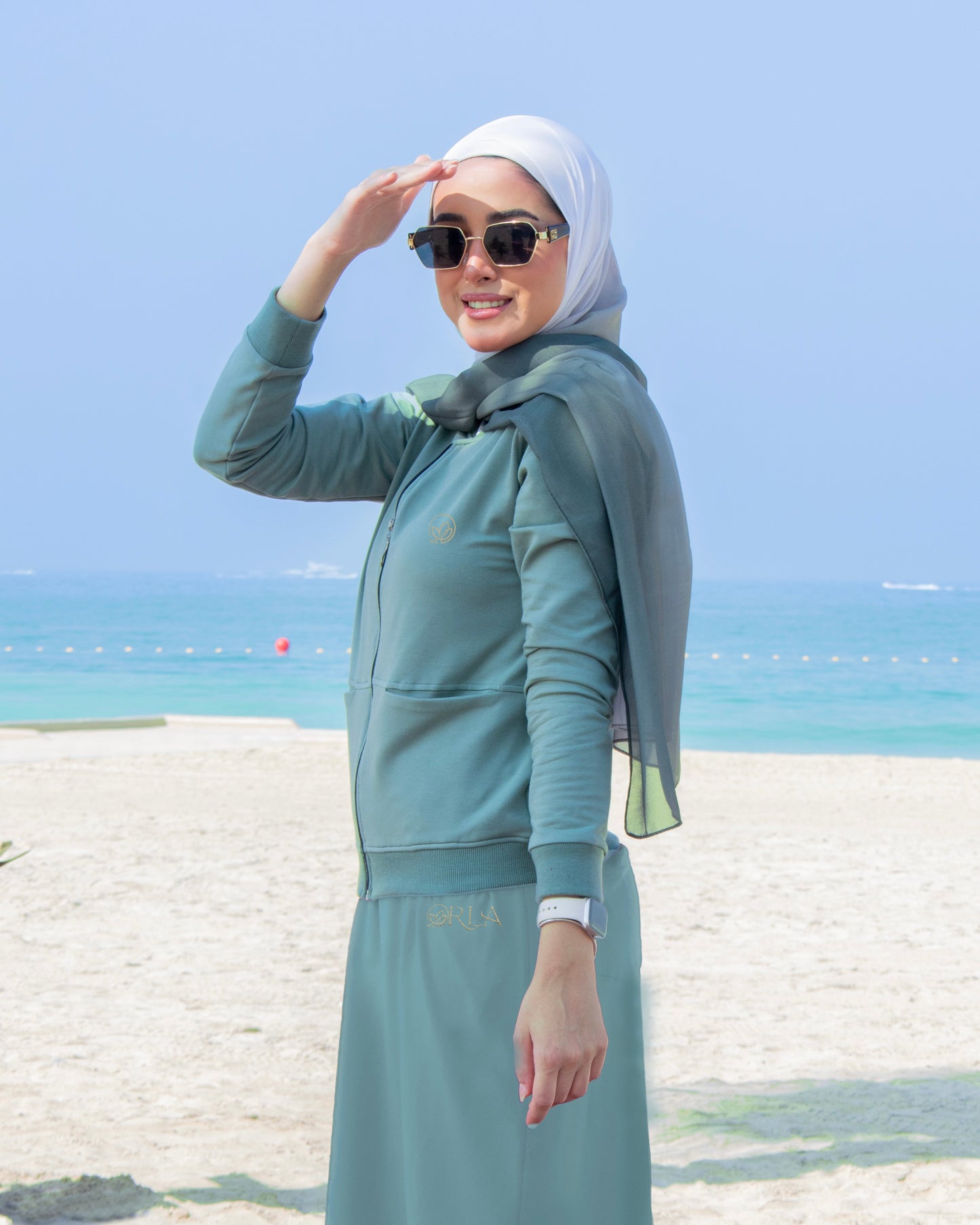 White to Olive Green Ombre Hijab │ Snow Scarves