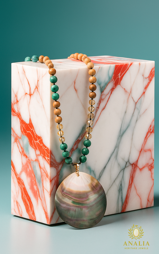 African Turquoise Shell Pendant | Analia Heritage Jewels