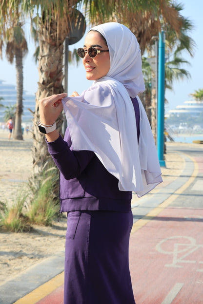 White to Lilac Ombre Hijab │ Snow Scarves