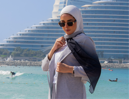 White to Black Ombre Hijab │ Snow Scarves