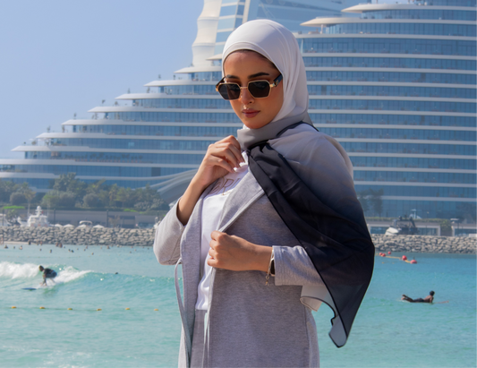 White to Black Ombre Hijab │ Snow Scarves