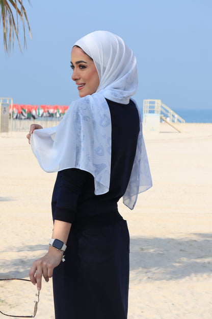 Arabic Calligraphy Ombre Hijab - Blue│ Snow Scarves