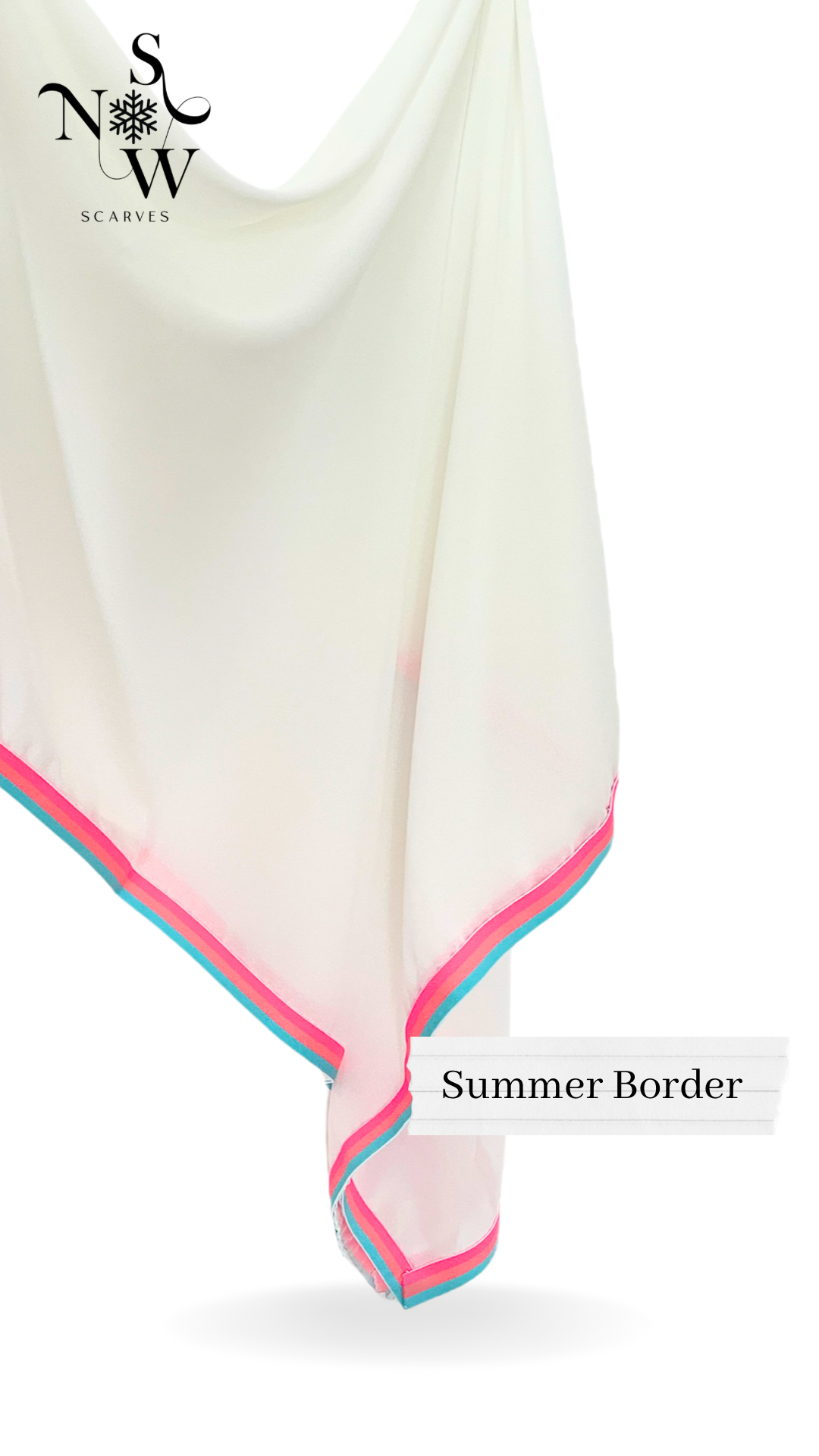 Off-white Hijab with Summer Border │ Snow Scarves
