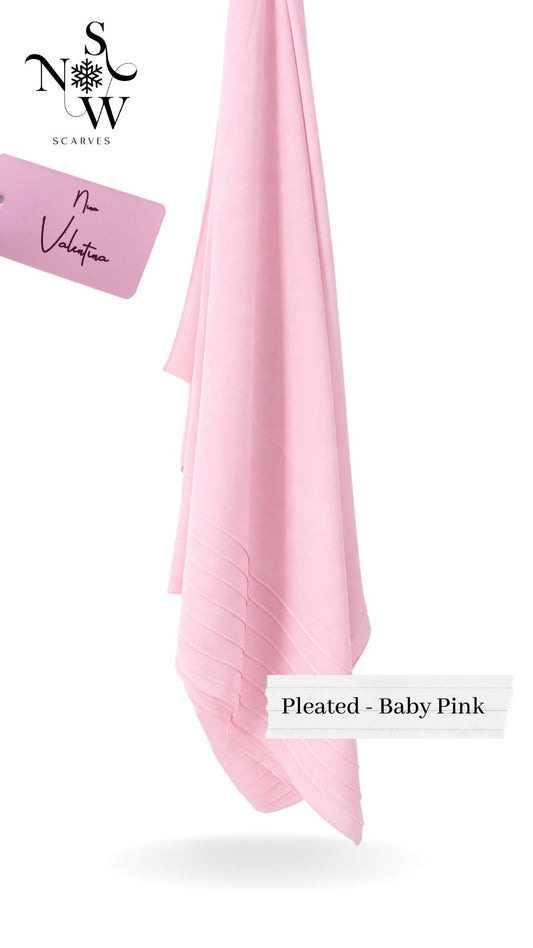 Nina Valentina - Baby Pink Pleated, Plain Hijab │ Snow Scarves