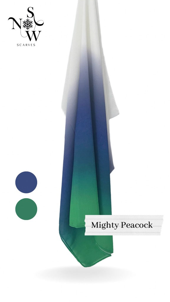 Mighty Peacock Ombre Hijab │ Snow Scarves