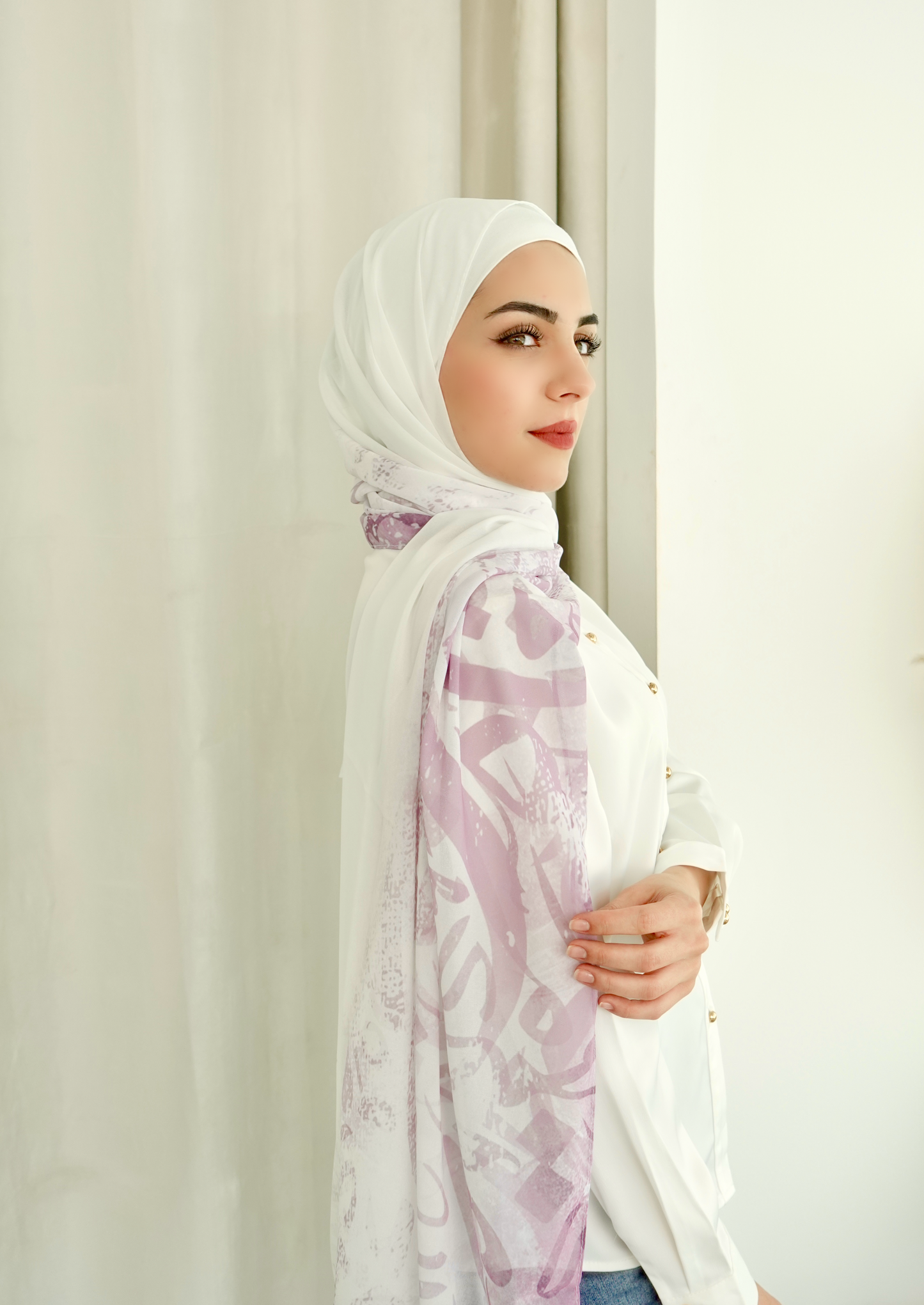 Arabic Calligraphy Ombre Hijab - Purple  │ Snow Scarves