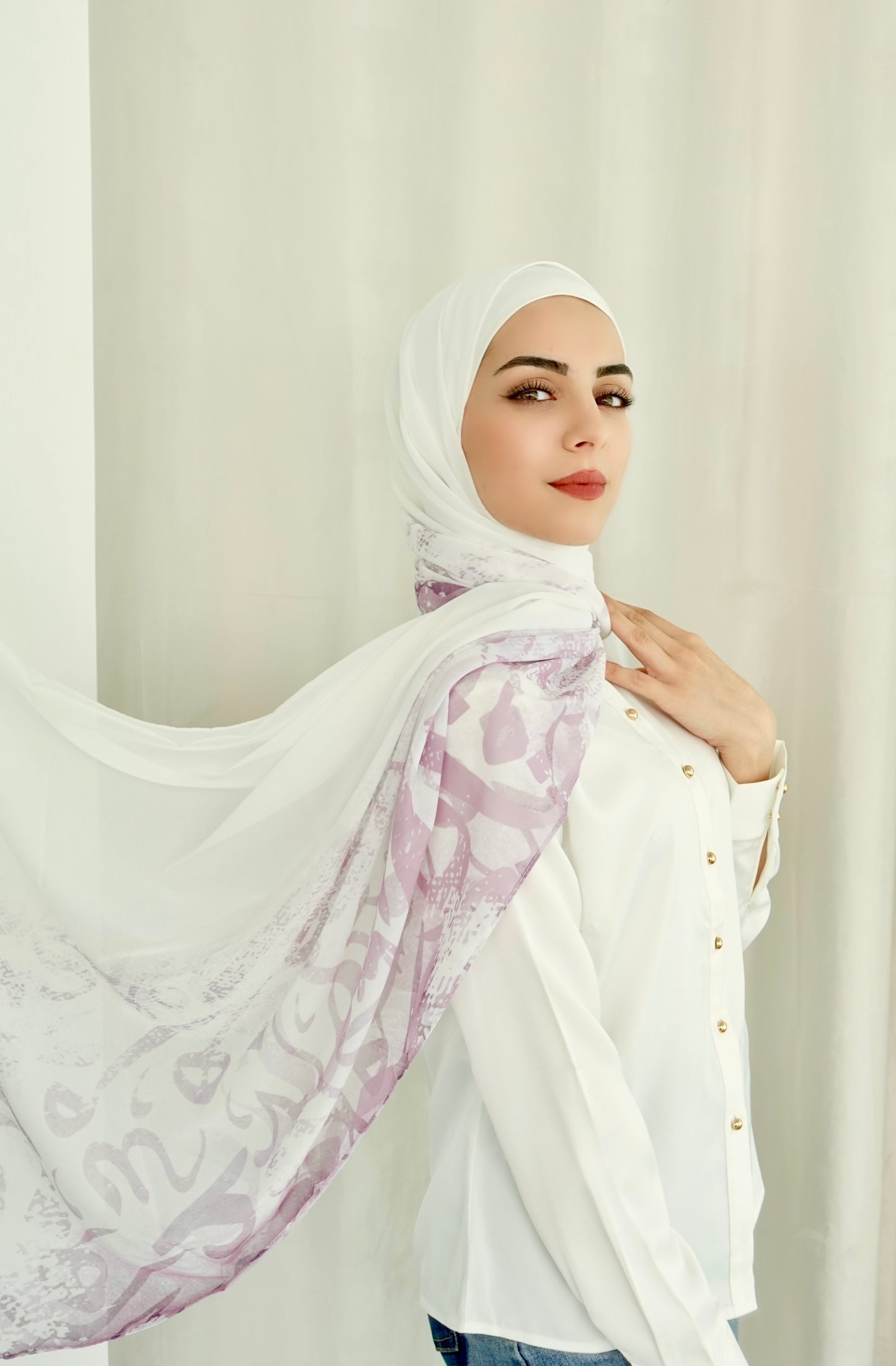 Arabic Calligraphy Ombre Hijab - Purple  │ Snow Scarves