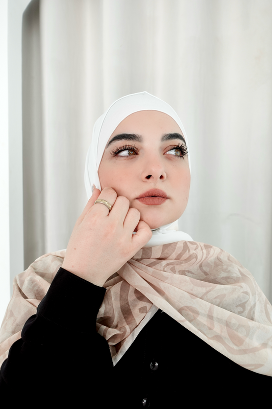 Arabic Calligraphy Ombre Hijab - Brown │ Snow Scarves
